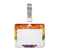 Porta badge con stampa di frutta e verdura arcobaleno, con cordino, clip per proteggere i documenti d'identità, per infermiere, dottori, insegnanti