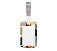 Porta badge con stampa di gatto in stile moderno Mid-Century, con cordino, targhetta identificativa scorrevole, in plastica rigida, porta badge da lavoro, per insegnanti di ufficio, donne e uomini