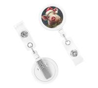 Porta badge con stampa di maiale natalizio con clip a coccodrillo retrattile bobina badge carino clip per uomini donne