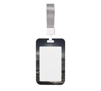 Porta badge con stampa di nave a vela in tempesta, porta carte di identità scorrevole, custodia protettiva verticale per carte d'identità, da donna, da uomo, con cordino per ufficio
