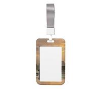 Porta badge con stampa di paesaggi in bambù con fiume, per carta d'identità, con cordino per impiegati in ufficio