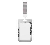 Porta badge con stampa di polpo e nave in bianco e nero porta carte di credito verticale porta carte d'identità con cordino per ufficio
