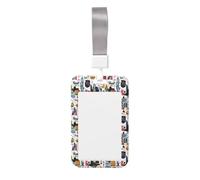 Porta badge con stampa di scena di New York City, con cordino, in plastica rigida, verticale, porta badge