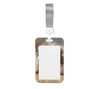 Porta badge con stampa di tre cavalli che corrono, porta carte di identità scorrevole, custodia protettiva verticale per carte d'identità, con cordino per ufficio