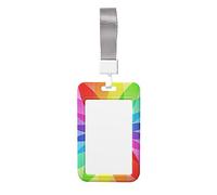 Porta badge con stampa dinamica arcobaleno con clip per carta d'identità, porta badge con cordino per impiegati in ufficio