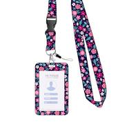 Porta badge con stampa floreale con bobine retrattili con cordino verticale porta badge per dottori, infermieri, insegnanti, studenti, documenti facili da tirare
