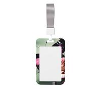 Porta badge con stampa floreale e farfalla con moschettone e cordino staccabile per lavoratori e infermieri