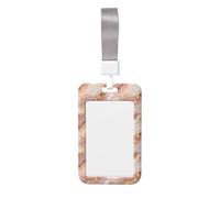 Porta badge con stampa in marmo oro rosa con cordino, porta badge verticale in plastica rigida