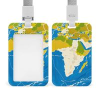 Porta badge con stampa mappa della Grecia, clip professionale verticale con cordino, custodia protettiva impermeabile per carta d'identità per ufficio porta carte d'identità trasparente per infermiere