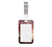 Porta badge con stampa romantica a forma di albero con bicicletta sotto il cuore, porta carte di identità verticale, custodia protettiva per carte d'identità con cordino per ufficio