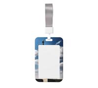 Porta badge con stampa statua della libertà, porta carte di credito scorrevole, custodia protettiva verticale per carte d'identità, per donne e uomini, con cordino per ufficio