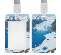Porta badge con stampa verticale del fiordo del Ghiacciaio dell'Alaska, adatto per ufficio, scuola, carta d'identità, chiave di prossimità, patente di guida e pass
