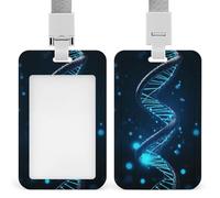 Porta badge con struttura DNA blu, con cordino staccabile, design impermeabile, per ufficio, posto di lavoro