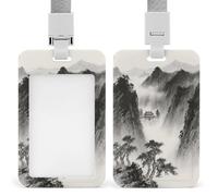 Porta badge con tempio antico in nebbia stampato verticale porta carte di nome adatto per ufficio scuola ID Card di prossimità Key Card patente di guida e pass