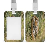 Porta badge con tigri in agguato tra i cespugli stampato verticale porta carte di nome adatto per ufficio scuola ID Card di prossimità chiave patente di guida e pass