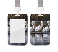 Porta badge con tre pellicani, impermeabile, con cordino per chiavi, carte d'identità, con finestra trasparente per nome, per donne e uomini, lavoro, ufficio, dottore, infermiere
