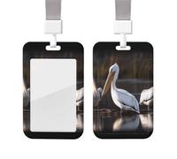 Porta badge con tre pellicani, impermeabile, con cordino per chiavi, carte d'identità, con finestra trasparente per nome, per donne e uomini, lavoro, ufficio, dottore, infermiere