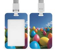 Porta badge con uova colorate blu, verticale trasparente, con finestra trasparente e cordino, impermeabile, porta badge per ufficio e personale