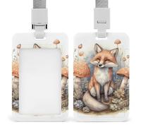 Porta badge con volpe in un boschetto di funghi carino lavoro nome clip con cordino protezione verticale per carte di credito custodia per lavoro ufficio infermiera insegnante di medicina donne