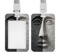 Porta badge con volto bianco e nero scuro Surrealismo ID clip retrattile porta carte di credito protezione nome badge targhetta per lavoro ufficio medico infermiera