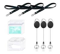 Porta Badge Cordino Retrattile, Set 12 Pezzi Include - Clip Bobina, Cordino, Trasparente Porta Badge E Impermeabili Porta Badge,Per Carte Credito, ID Carta (3 Set)