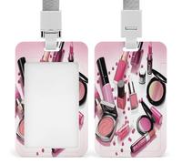 Porta badge cosmetico per ragazza moderna Proteggi badge trasparente con cordino staccabile Custodia verticale in plastica rigida protegge carte d'identità di lavoro carte di credito per ufficio