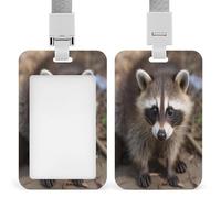 Porta badge Cub Raccoon stampato verticale porta carte di nome adatto per ufficio scuola ID Card di prossimità Key Card Patente di guida e pass