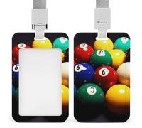 Porta badge da biliardo colorato con fessura push-pull e cordino, porta badge verticale in plastica impermeabile, portadocumenti da viaggio portatile, protezione per carte rimovibile