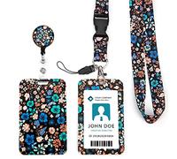 Porta Badge da Collo, Portachiavi Estraibile, Cordino con Moschettone, Porta Pass Identificazione Portabadge Biglietti per Insegnanti, Infermieri, Dottore, Studente