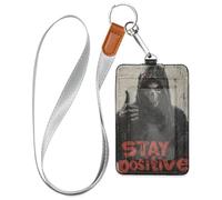 Porta badge da donna in pelle con teschio del dio della morte, con cordino e porta carte d'identità per 3 carte d'identità, per ufficiali, studenti, medici, dipendenti