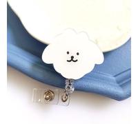 Porta badge da infermiera, porta badge retrattile, fibbia facile da tirare, porta badge a forma di cane in stile cartone animato, porta badge con simpatici animali (bianco)