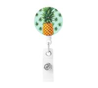 Porta badge da lavoro a forma di ananas con frutta tropicale, clip retrattile, in plastica leggera, porta badge identificativo, per infermieri, regali per ufficio