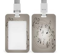 Porta badge da parete per note musicali, con cordino rimovibile, custodia verticale in plastica rigida per proteggere carte d'identità da lavoro e carte di credito per ufficio e fabbrica
