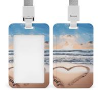 Porta badge da spiaggia romantico a forma di cuore Porta badge scorrevole Porta badge verticale Protezione per cordino Impermeabile Nome Tag Holder Name Card Sleeve per Medico Insegnante Infermiera