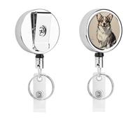 Porta badge disegnato a mano con disegno di Corgi, bobina retrattile per badge infermiera, portachiavi in metallo resistente, con corda di nylon da 68,1 cm, etichette divertenti per nome, per