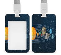 Porta badge divertente con pianeti del sistema solare, con cordino, per insegnanti, infermieri, dottori