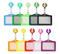 Porta-badge e Porta-carte, Card Holder Bobine di Badge Retrattile con Porta Carta d’Identità 10 colori for Business, Exhibition and Office, ecopelle (10 Pieces)…