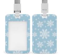Porta badge Fiocco di Neve Blu con cordino di sicurezza in plastica ABS, porta targhette verticale trasparente con finestra frontale a scorrimento, protezione per tessere, regalo per infermieri, inse