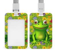 Porta badge Frog con fessura push-pull e cordino, porta badge verticale in plastica impermeabile, porta documenti da viaggio portatile, protezione per badge rimovibile