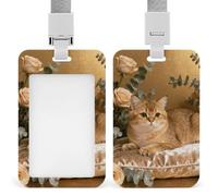 Porta badge Golden Cat Champagne Pad con cordino di sicurezza in plastica ABS, porta targhette verticale trasparente con finestra frontale a scorrimento, ideale come regalo per infermieri, insegnanti