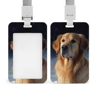 Porta badge Golden Retriever, in plastica rigida, per carte d'identità, carte di credito e chiavi di prossimità