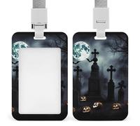 Porta badge gotico Happy Halloween, porta badge con cordino staccabile, design impermeabile per ufficio, posto di lavoro