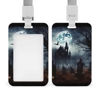 Porta badge gotico Happy Halloween, porta badge con cordino staccabile, design impermeabile per ufficio, posto di lavoro