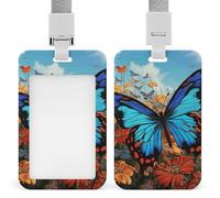 Porta badge grande a forma di farfalla, con cordino staccabile, protezione verticale in plastica, resistente, per insegnanti, infermieri, ufficiali, personale di sicurezza