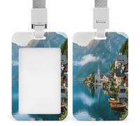 Porta badge Hallstatt Lakeside Town stampato verticale porta badge adatto per ufficio scuola ID Card di prossimità Key Card Patente di guida e pass