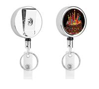 Porta badge Happy Birthday Big Cake con bobina retrattile, clip in acciaio inox, resistente porta badge per lavoro, infermieri, insegnanti e sicurezza