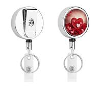 Porta badge Happy Valentine's Day con bobina retrattile, clip per badge in acciaio inox, resistente, per lavoro, infermieri, insegnanti e sicurezza