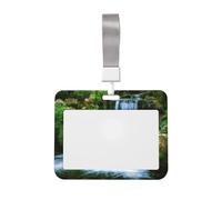 Porta badge identificativo a cascata che scorre verso il basso, con cordino, targhetta identificativa, scorrevole, in plastica rigida, porta badge da lavoro, per insegnanti di ufficio, donne e uomini