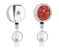 Porta badge identificativo a forma di animale del Mar rosso, con bobina retrattile per infermiera, portachiavi in metallo resistente, clip con corda di nylon da 68,1 cm, divertente targhetta per nome