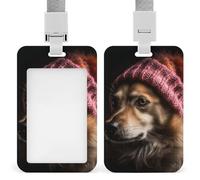 Porta badge identificativo a forma di cane che indossa un cappello, con cordino verticale, per lavoro, ufficio, infermiera, insegnante di medicina, donne